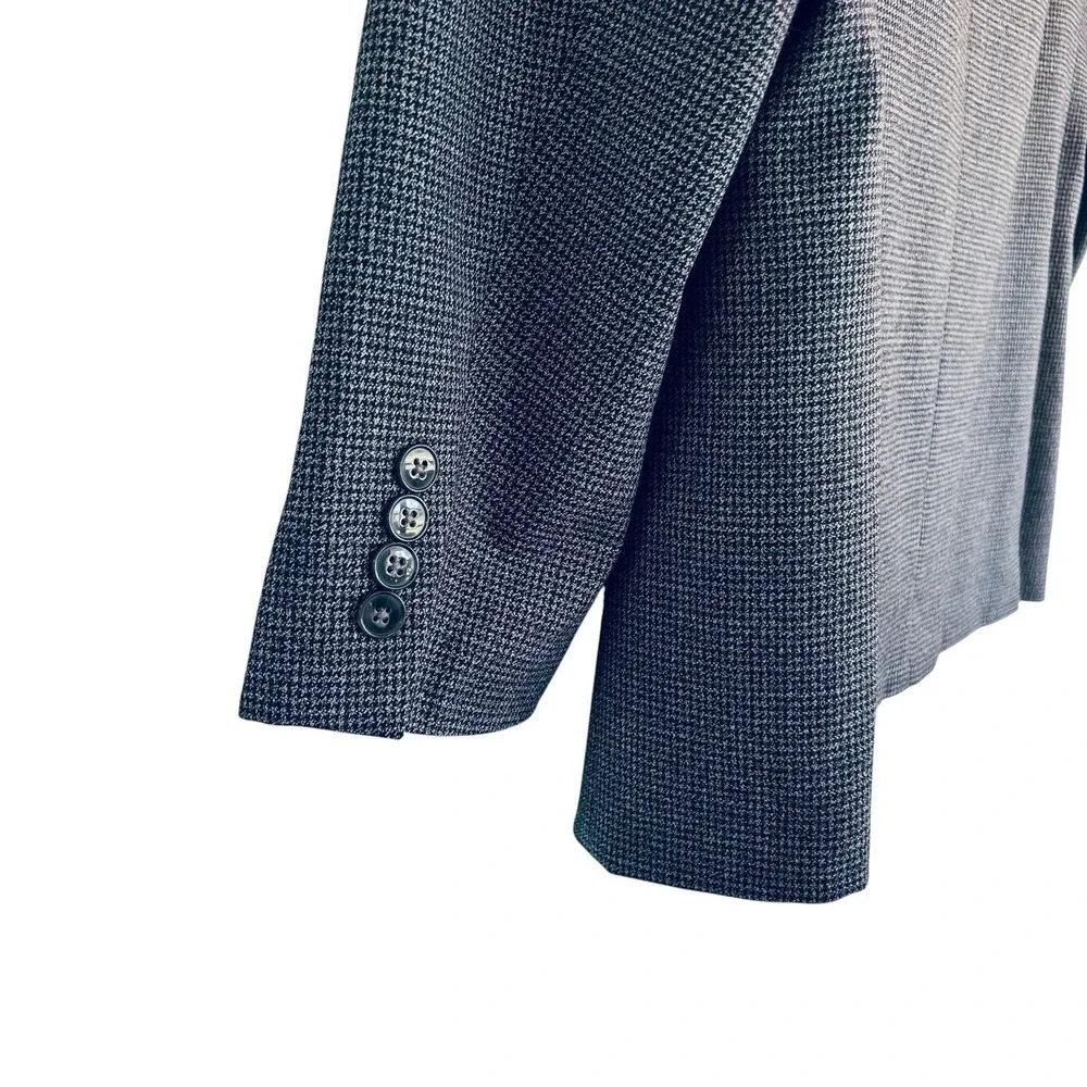 Calvin Klein 48L Gray Black Houndstooth Wool Blazer 2 Button Double Vent Sport